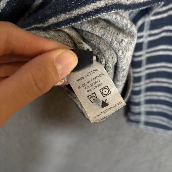 Reigning Champ 100% Cotton Long Sleeve Henley Shirt - Men's Size L - Blue Gray - Picture 4 of 6